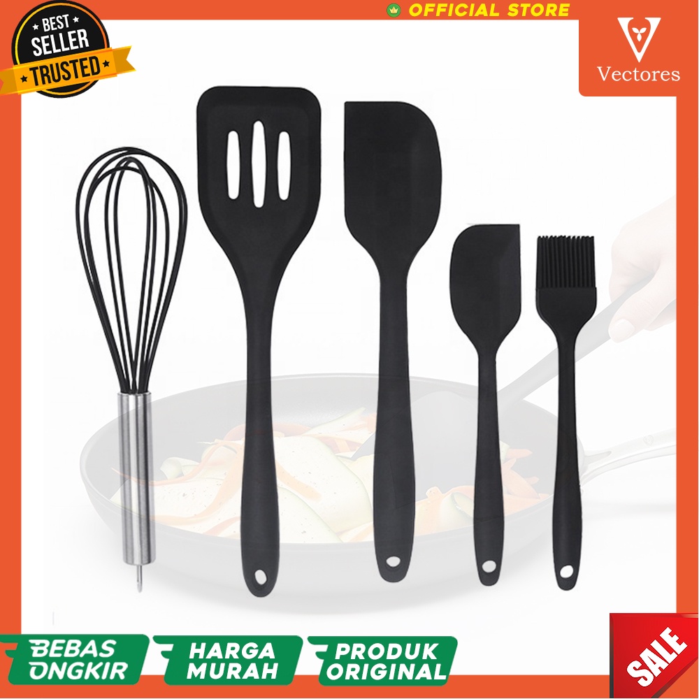 [ORIGINAL] Perlengkapan Alat Masak Dapur Kitchen Set Spatula Silicone Murah Terbaru