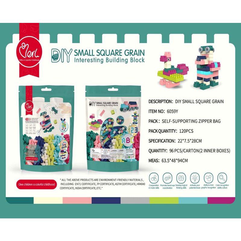 Mainan EDUKASI Lego isi 120 Pcs DIY Small Square Grain mainan Bongkar pasang susun