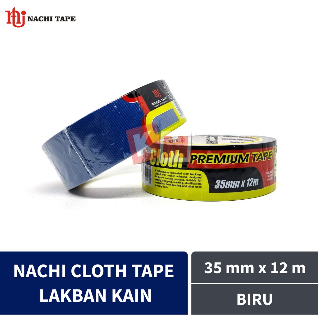 Lakban Kain Biru Nachi Cloth Tape 35 mm / 1.5 Inch x 12 meter / 35mm