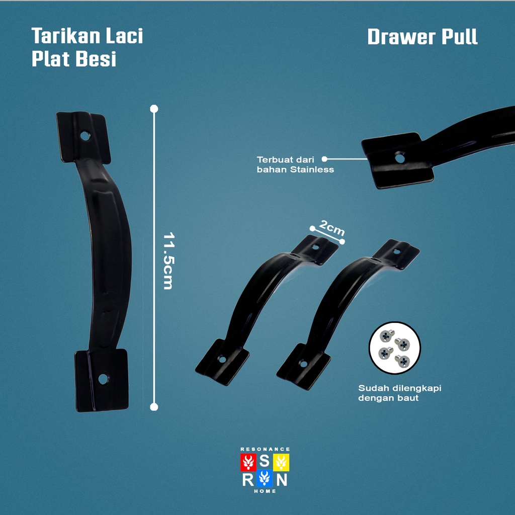 Tarikan Laci Lemari Jendela Plat Besi / Handle Gagang Pintu Drawer Pull Door Knob Resonance Home