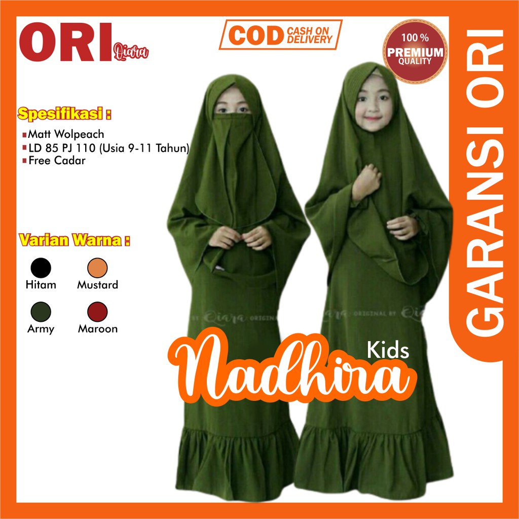 set gamis anak perempuan syari usia 8-11 tahun set cadar