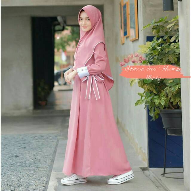 GAMIS ANNISA DRESS SET KHIMAR HIJAB SYARI