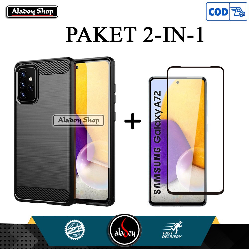 Case Samsung A72 2021 New Soft Case Casing + Tempered Glass Anti Gores Kaca Screen Protector