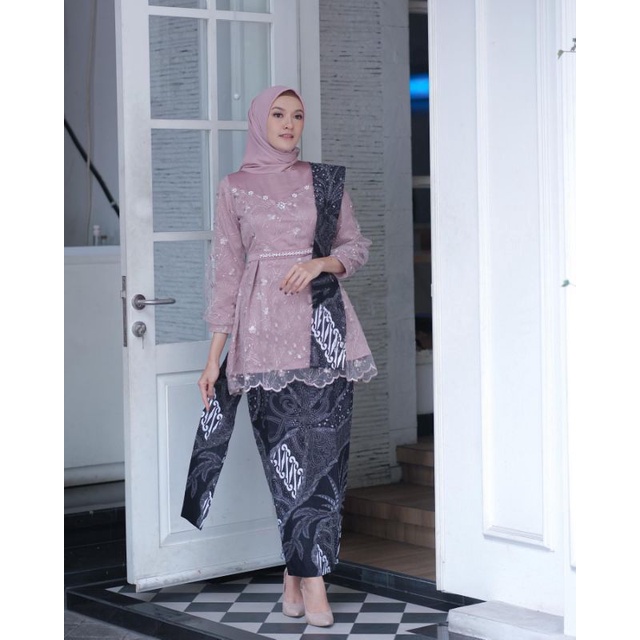 KEBAYA COUPLE MODERN KEBAYA LAMARAN TUNANGAN KEBAYA WISUDA KEBAYA KONDANGAN TERBARU WID BATIK-Kebaya+Rok (ROSE)