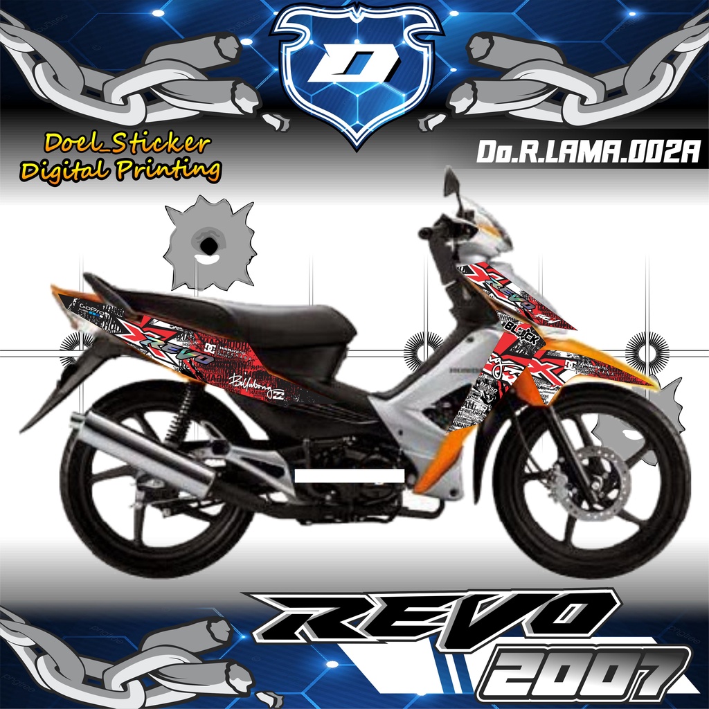 Striping Sticker Revo 110 - Stiker Lis Variasi Revo Lama 2007 Desain HOONIGAN 002A