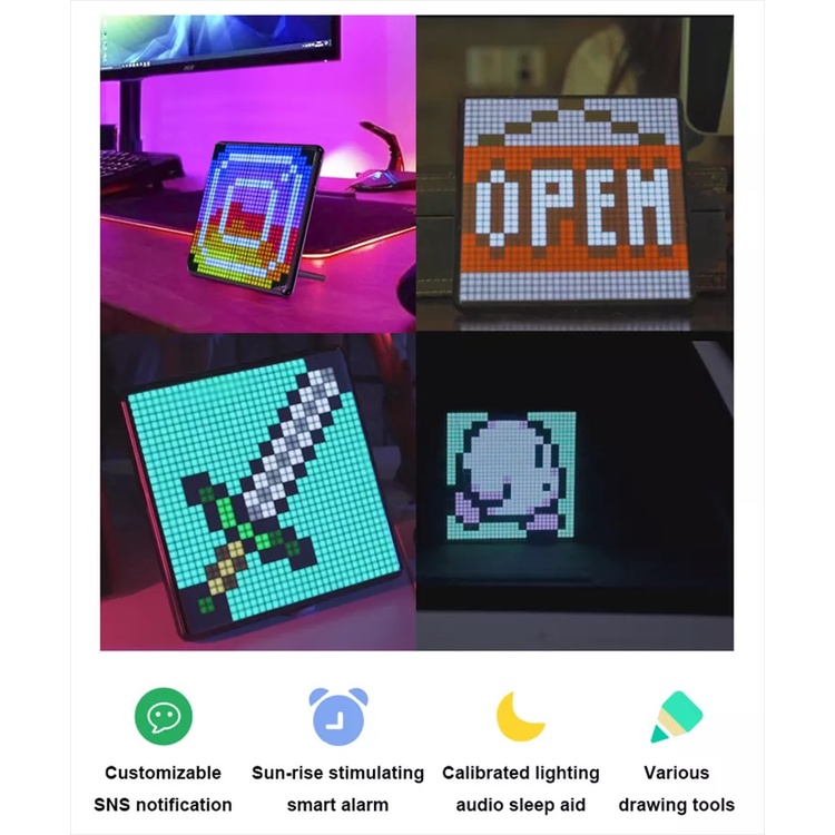 DIVOOM PIXOO MAX - DIY Pixel Art Photo Frame LED Display App Control