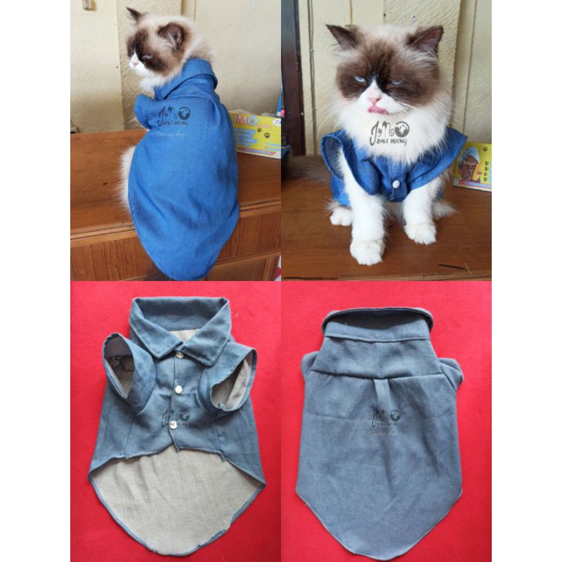 Baju kucing kemeja anjing kecil