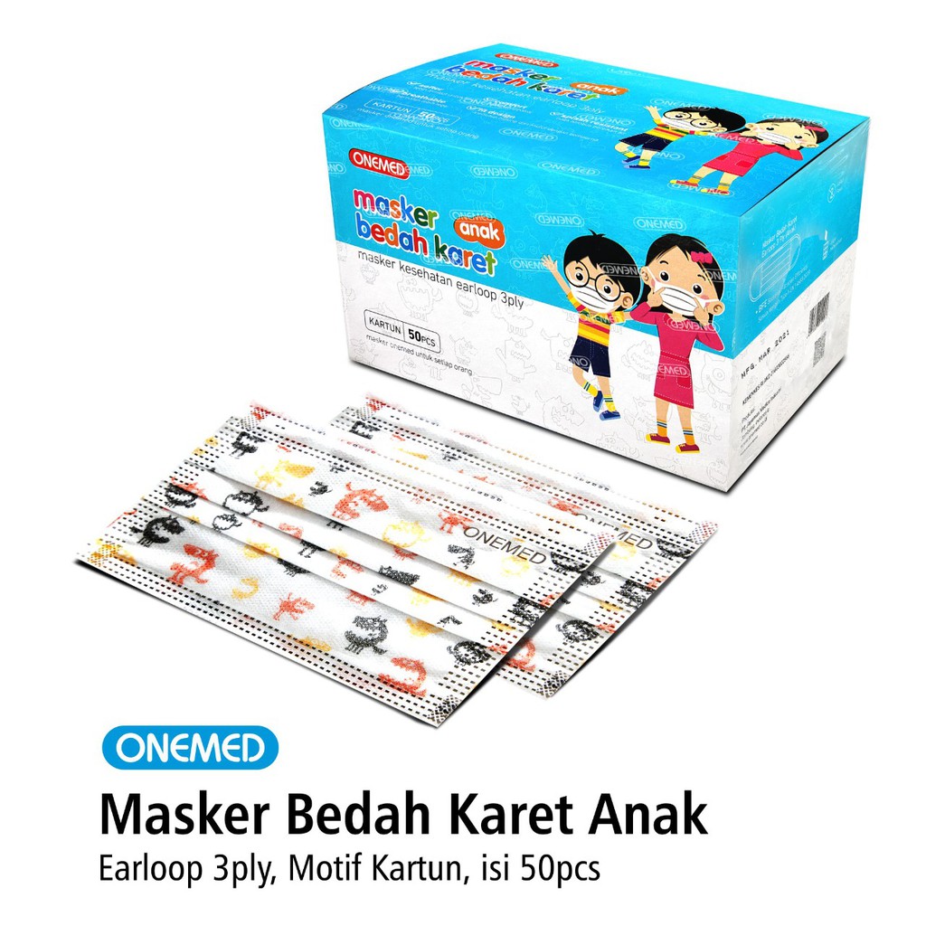 OneMed Masker Medis Karet Anak Box Isi 50Pcs