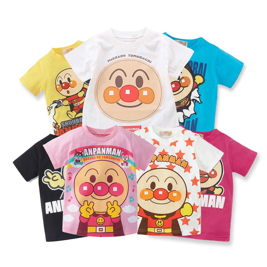 Setelan Kaos T Shirt Katun Anak Laki Laki Perempuan Lengan Pendek Gambar Kartun Roti Celana