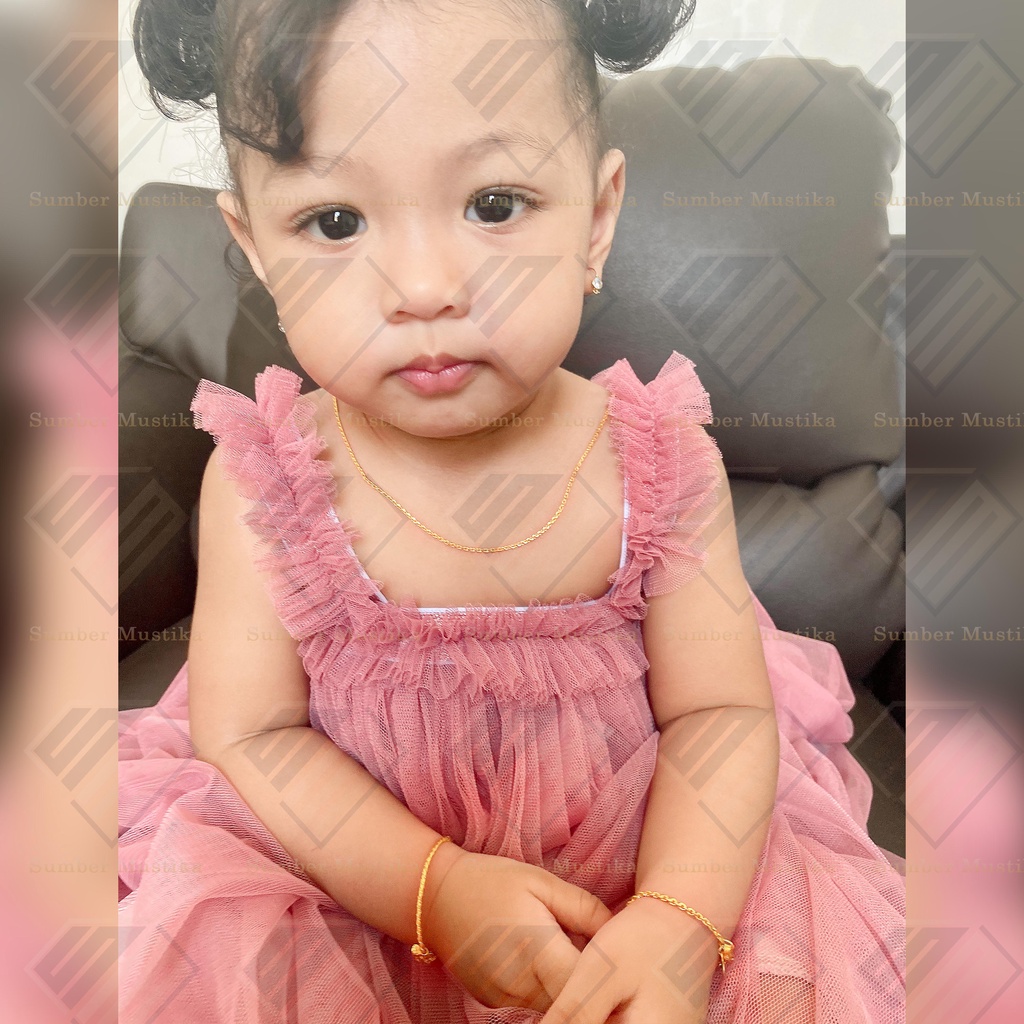 Gelang Tangan Anak Rante Model Medan Emas 24 Karat