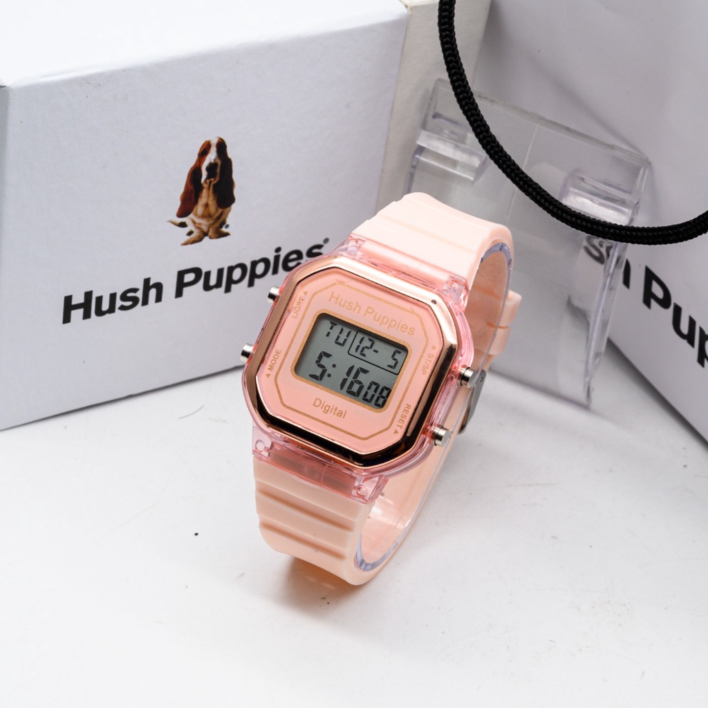 Jam Tangan Wanita Fashion Hush Puppies H4503B Digital Tali Rubber Tanggal Hari Aktif Free Box Exclusive &amp; Baterai