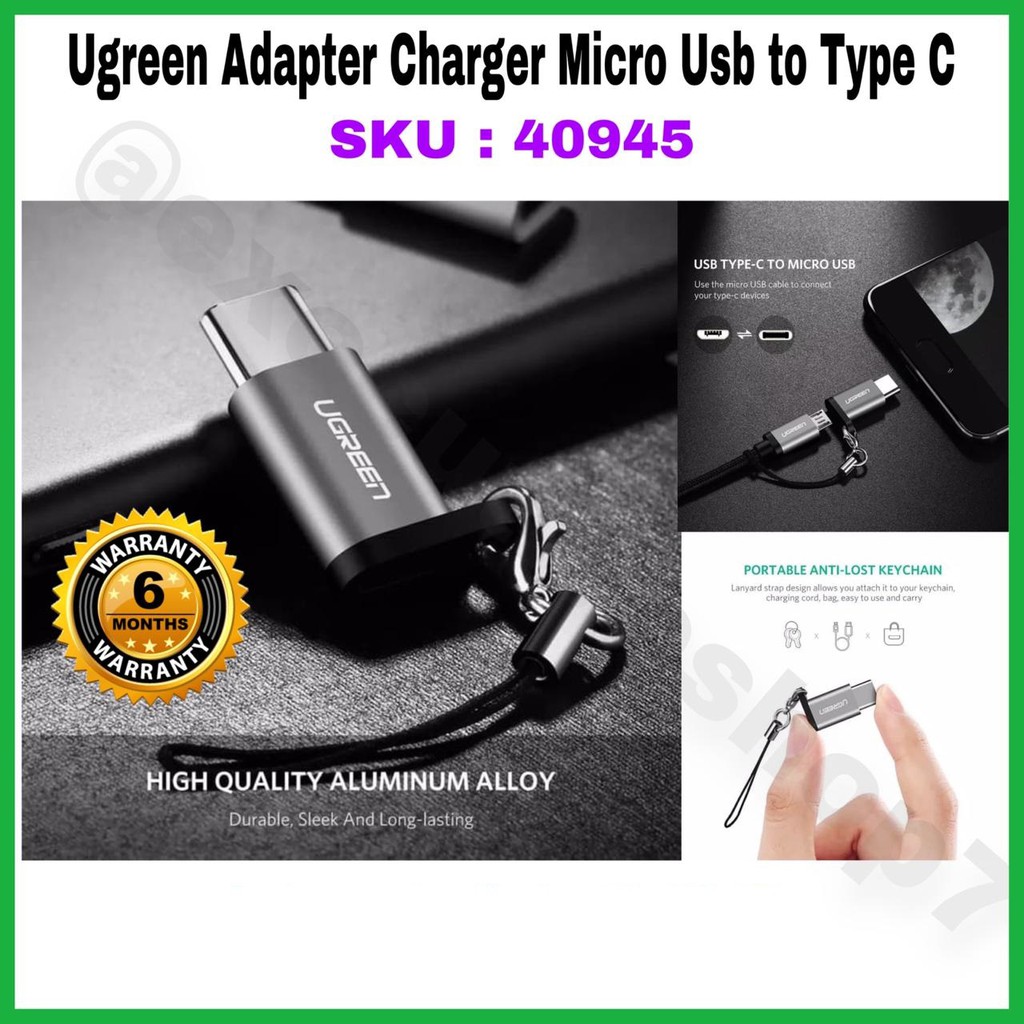 Ugreen Adapter Charger Micro USB to Type C SKU : 40945