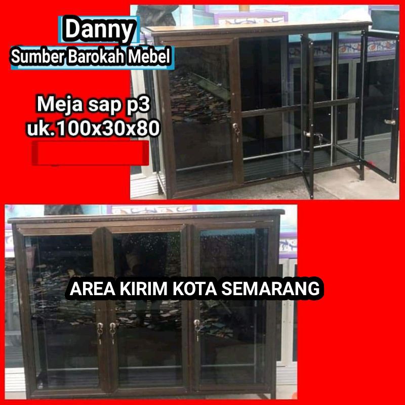 PROMO RAMADHAN Meja rak tv sap aluminium kaca pintu 3 (Khusus Semarang &amp; sekitarnya)