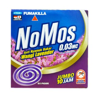 Obat Nyamuk Bakar Domestos Nomos Lavender (8 Jam Uk Standard / 10 Jam Uk Jumbo) isi 5 pasang