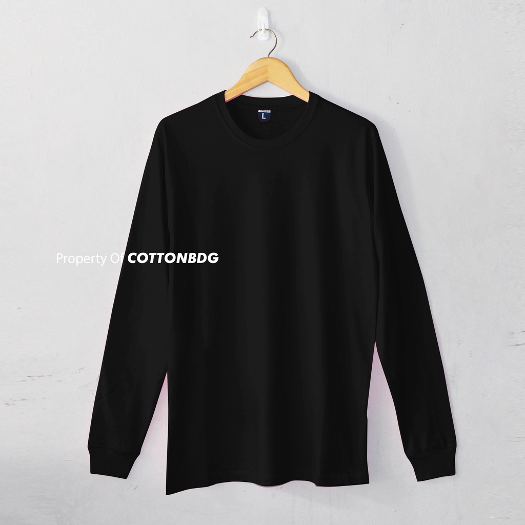 KAOS POLOS HITAM JET BLACK PRIA WANITA LENGAN PANJANG UKURAN S-XL BAHAN COTTON COMBED 30S ORGINAL