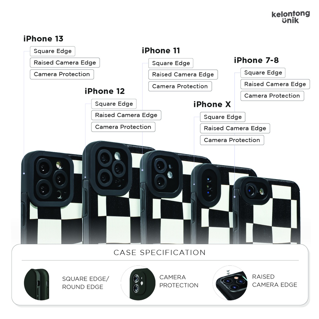 For iPhone - Black White Checkered Case