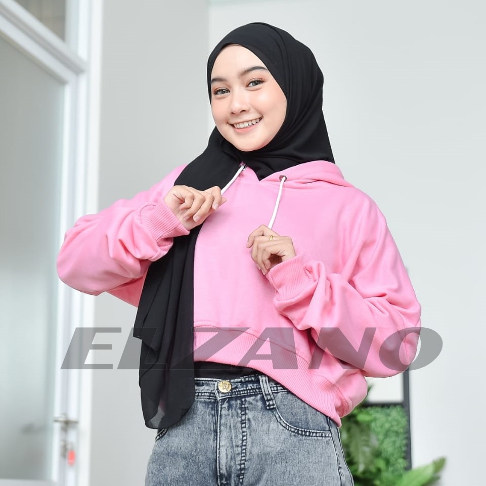 Oversize Crop Hoodie - Hoodie Oversize Wanita Kekinian