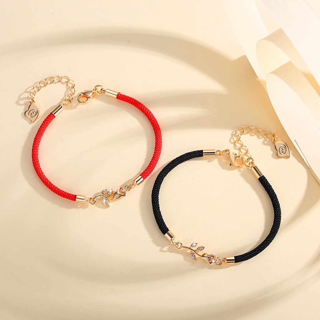 Y660【Barang spot】 Gelang Couple Mawar Gelang Tali Braided Bracelet/Friendship Rope