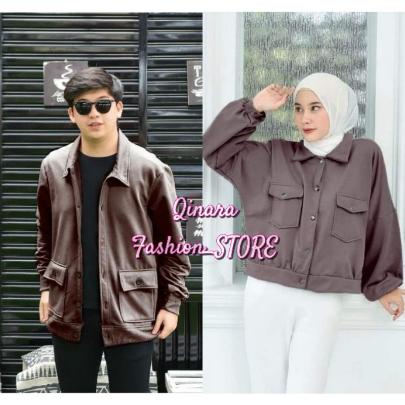 Jaket Sweater Couple Pakaian Pria Wanita Korean style Kekinian RAIHAN &amp; OLIN Terbaru Bahan Fleece Tebal