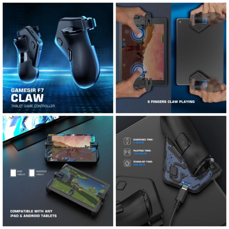 GAMESIR F7 CLAW - Tablet Game Controller for iOS and Android Tablet 90mAh Plug and Play
