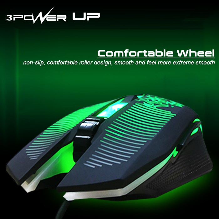 Mouse Gaming Power Up GM-300 RGB Light - Garansi 1 Tahun