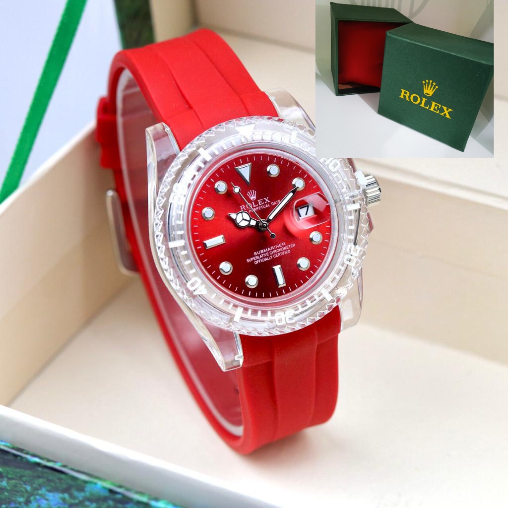 GBW-[✅COD]ROLEX - JAM TANGAN KASUAL PRIA/WANITA TANGGAL AKTIF STRAP RUBBER CASE BULAT FASHION PRIA U
