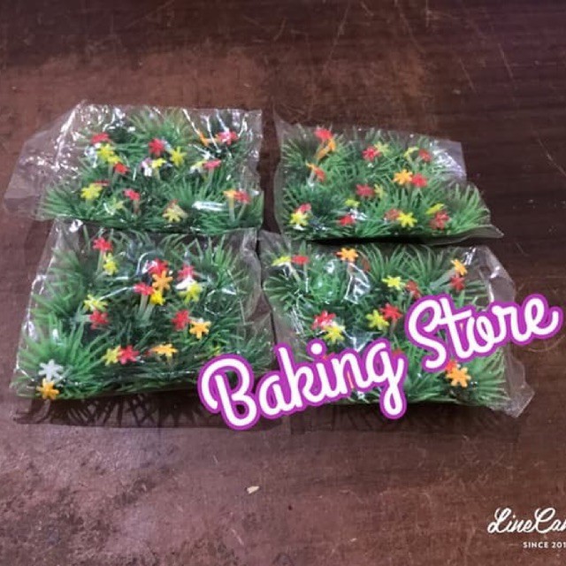 Hiasan Kue Ulang Tahun / Cake Topper - Rumput / Cemara / Bunga / Pohon