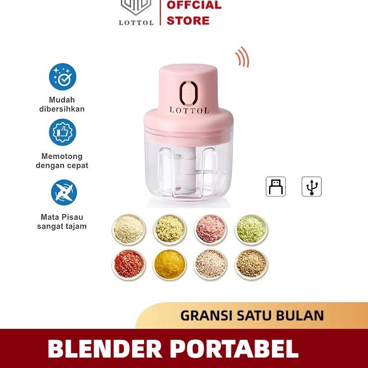 Kualitas Bagus LOTTOL Blender Portabel Elektrik Tanpa Kabel Mini Chopper 250ML