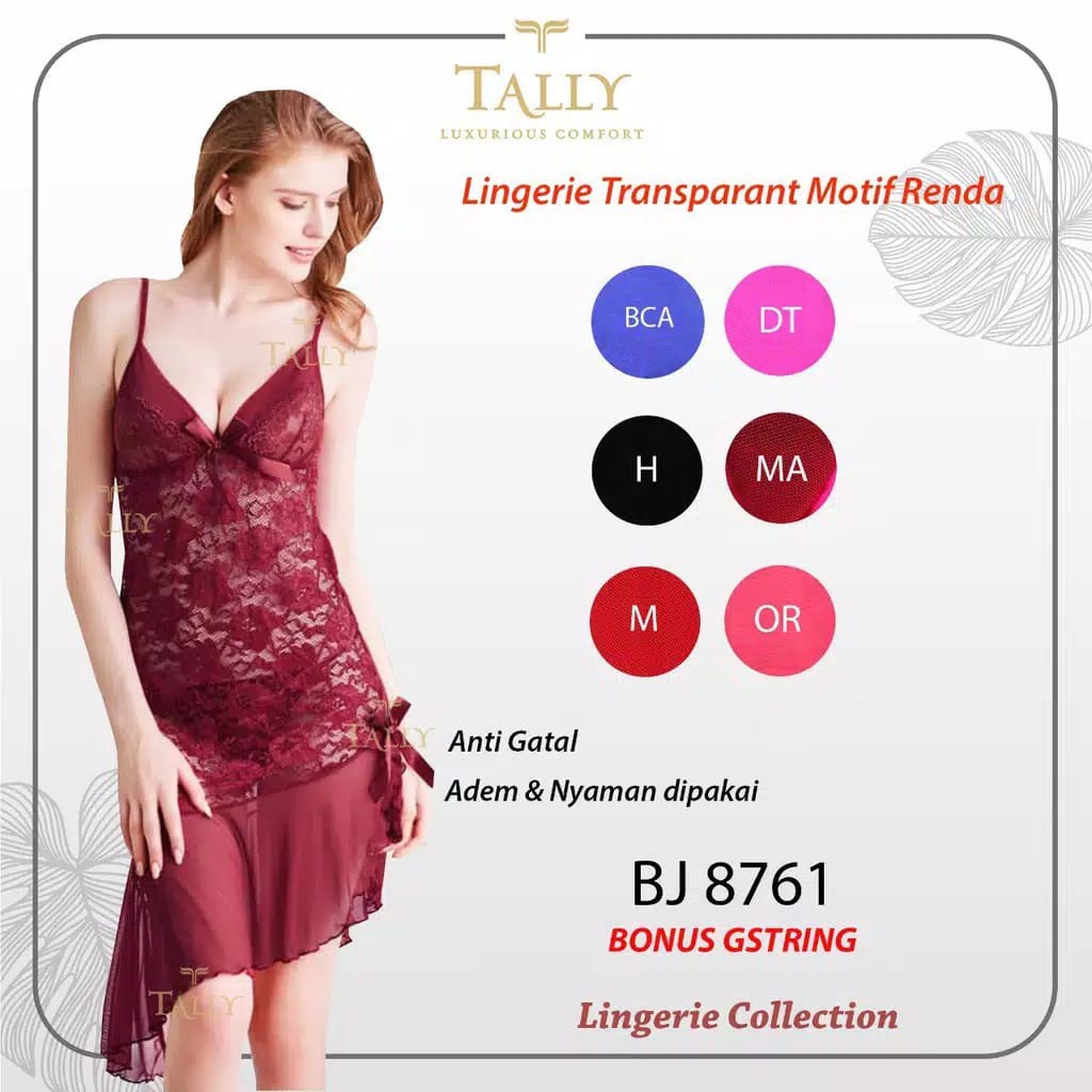 TALLY BAJU TIDUR / LINGERIE 8761 FREE SIZE BAHAN RENDA