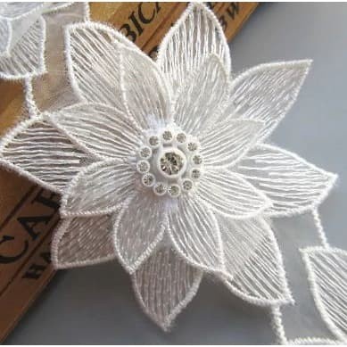 Lace Patch - White Flower Beading #33 (5pcs)