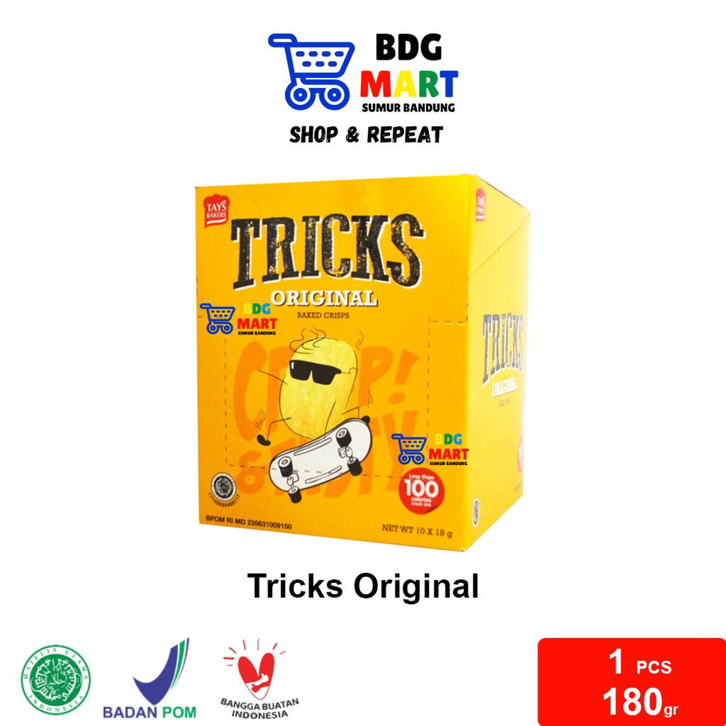 

BOX Tricks Original Baked Crisps Keripik Panggang Kentang Halal - 10pcs x 18gr