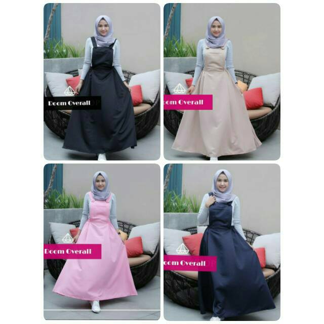 Kelly overall skirt/rok panjang remaja muslim/rok kodok panjang wanita/rok kodok hijabers lucu murah
