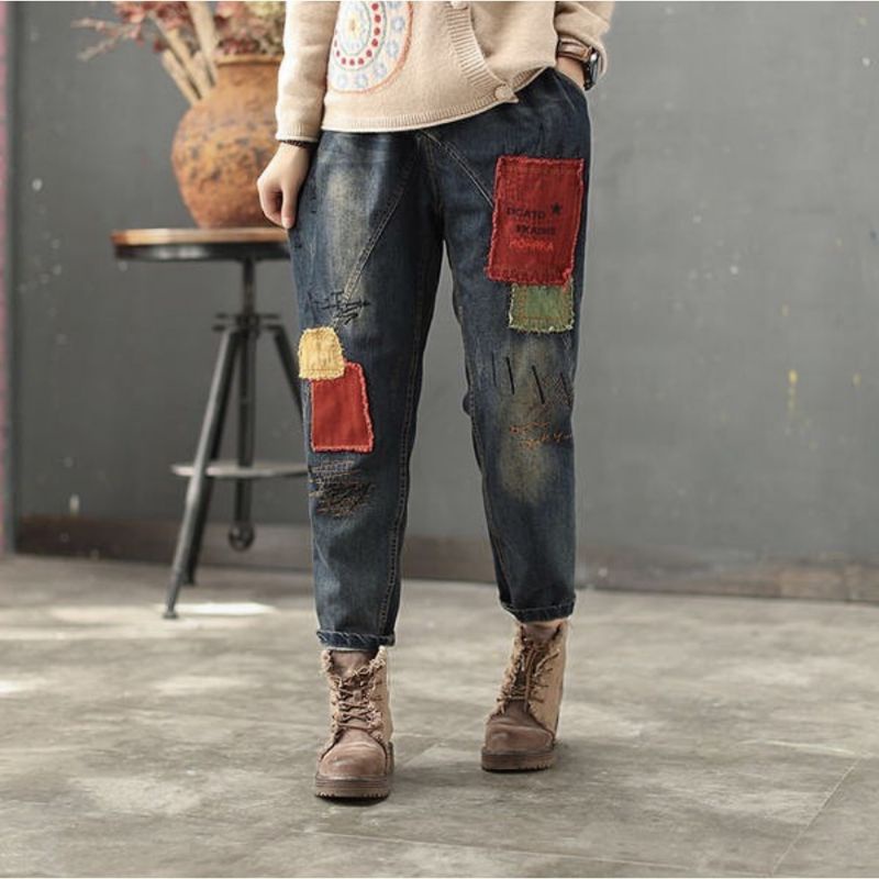 Celana Panjang Baggy Jeans Wanita Jogger Pants Korean Style