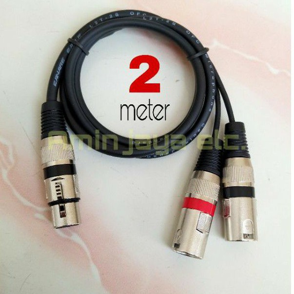 Jack xlr female to dual xlr male kabel canare 2 meter