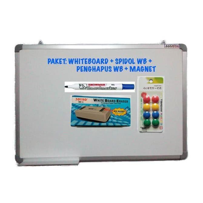 

FREEONGKIR PAKET Whiteboard Magnetic 60x90 + Spidol WB + Penghapus WB + Magnet DR484