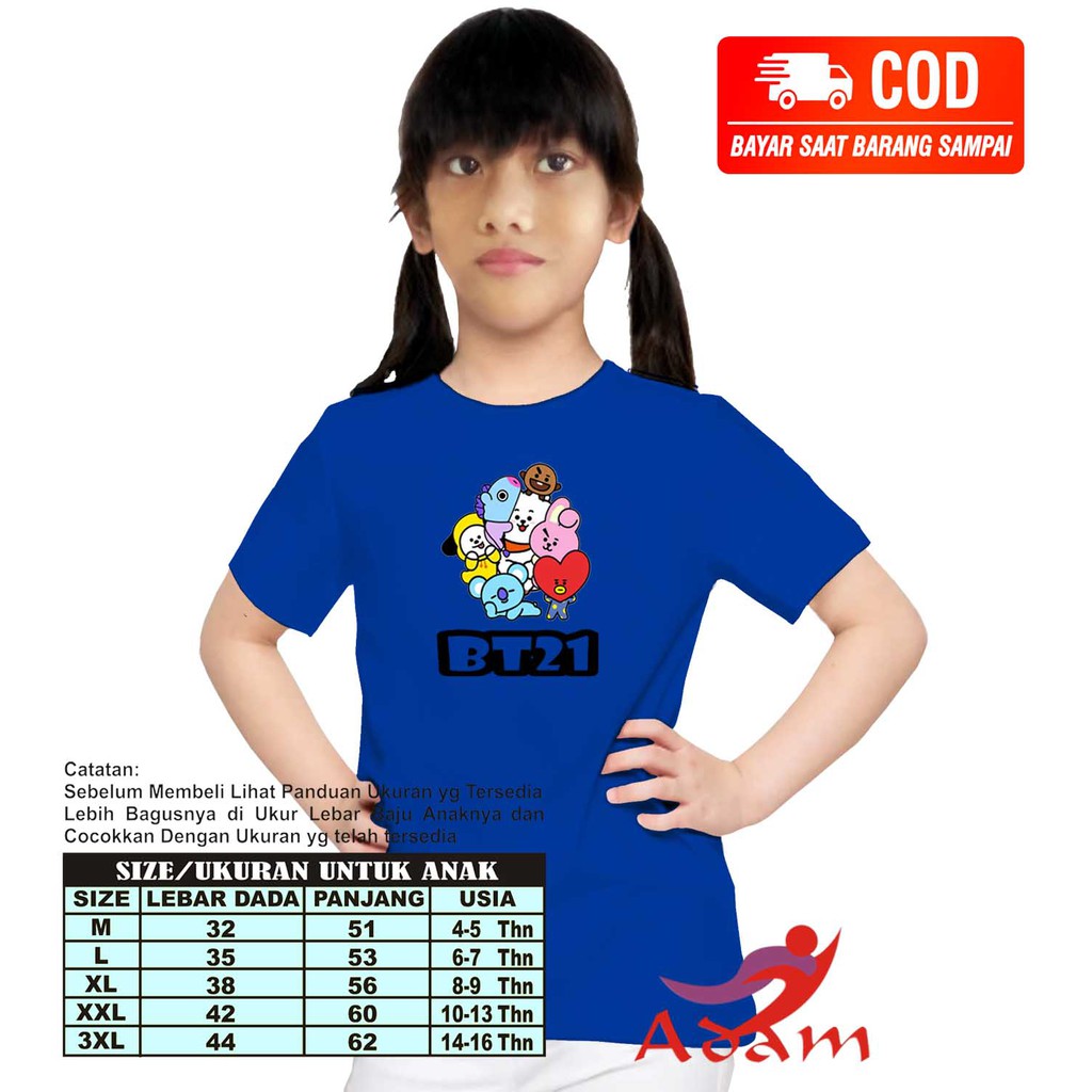 Adm 001 Baju Kaos Anak Perempuan BT21 / T-Shirt Distro / Kaos bt21 CHIMMY BTS  Kaos Wanita