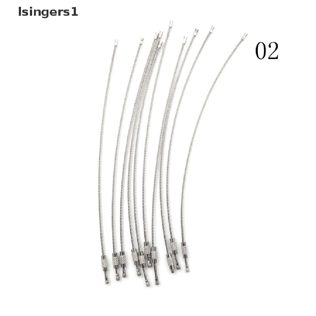 (lsingers1) 10pcs Gantungan Kunci Kabel Bahan Stainless Steel Ukuran 10 / 15 / 20cm Untuk Hiking