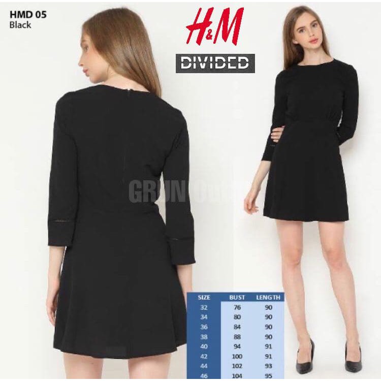 H&M | BASIC MIDI DRESS HITAM POLOS PREMIUM CERUTI