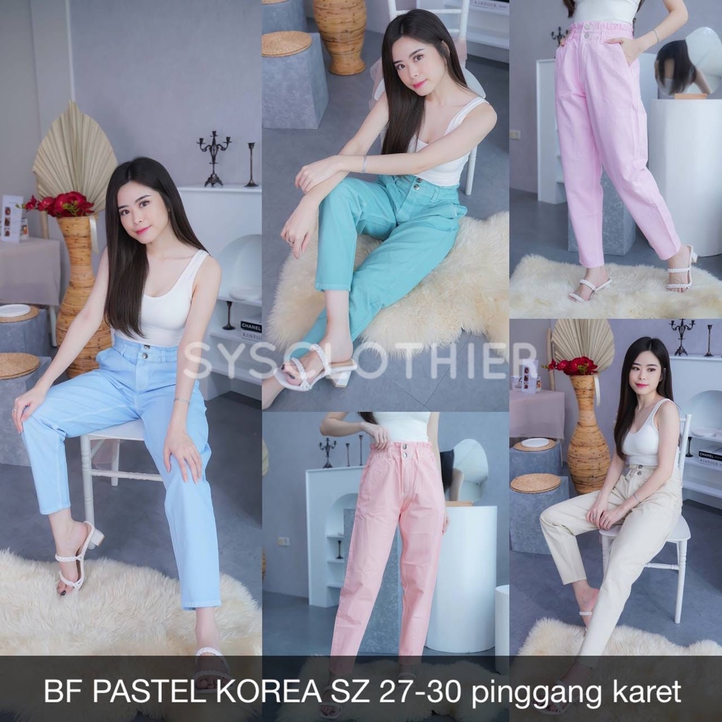 CELANA JEANS WANITA BF PASTEL KOREA -SYS CLOTHIER