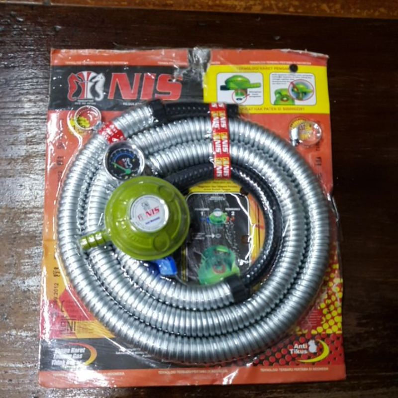Selang kompor gas + regulator Nis Meter (paket)