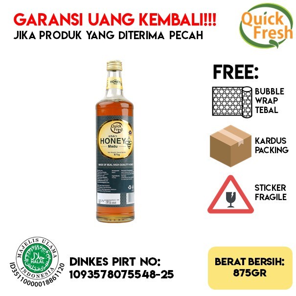 

(BISA COD) Quick Fresh Honey / Madu 875 gram (Botol)