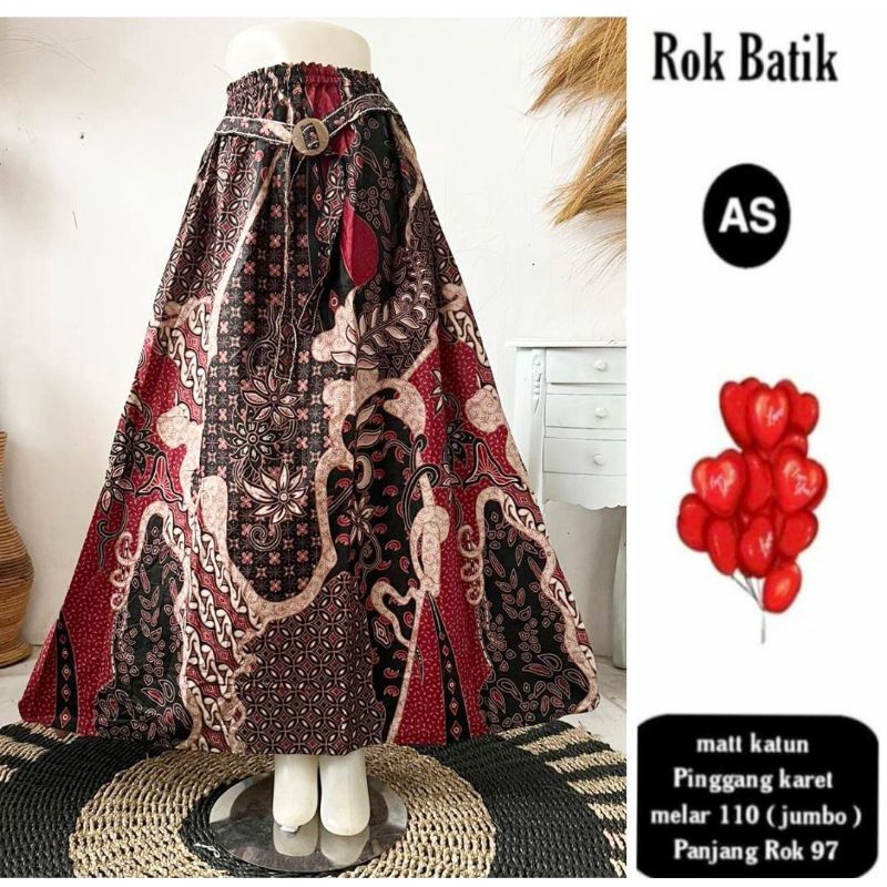 Rok Katun Motif Batik Wanita Remaja Dewasa Panjang Jumbo Fashion Muslim Kekinian Terbaru Pekalongan-20
