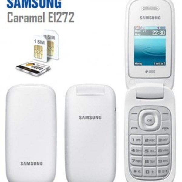 Samsung lipat flip Caramel GT-E1272 samsung murah Hp New bisa bahasa indonesia handphone-putih