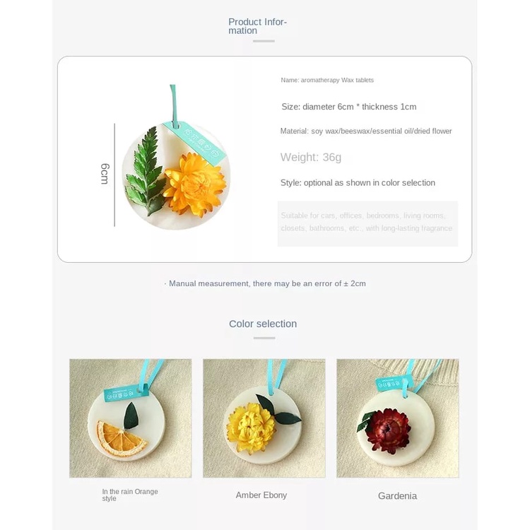 mraisen GANTUNGAN AROMA TERAPI lilin aromaterapi penyegar ruangan udara bunga buah kering tablet lilin aromatik lemari pakaian kantor kamar tidir toilet rak sepatu A04