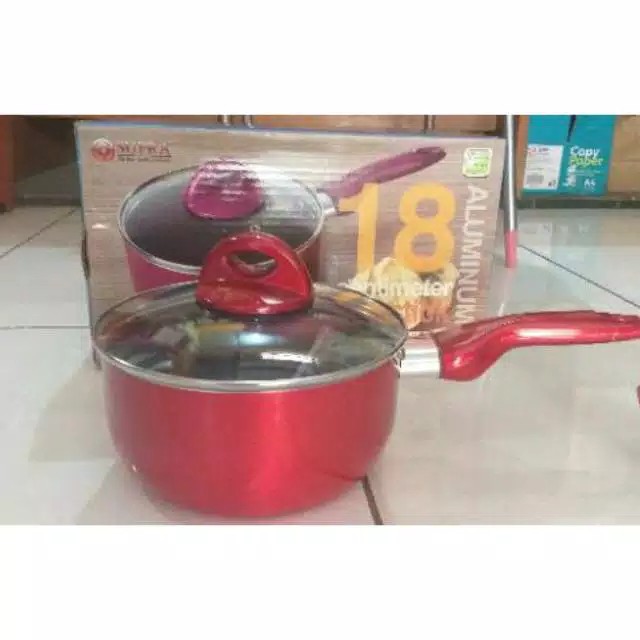 SUPRA SAUCEPAN PANCI TEFLON SAUCE PAN 16CM TUTUP KACA 18CM PENGGORENGAN MASAK REBUS AIR