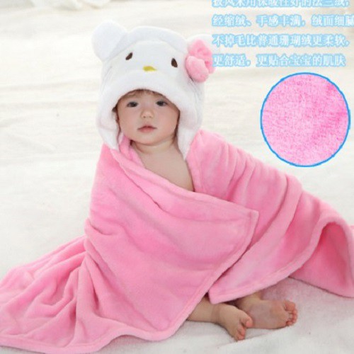 Selimut Cat Pink / Red / Polka Pink Karakter Double Fleece Selimut Bulu Bayi