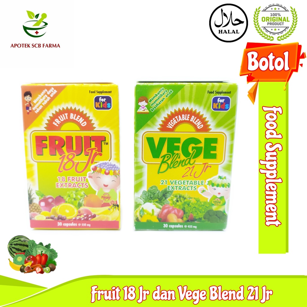 Fruit 18 Jr dan Vege Blend 21 Jr - Isi 30 Kapsul - Fruit 18 Jr