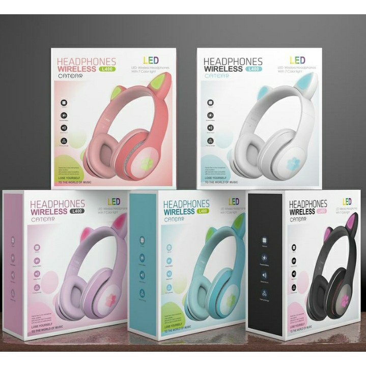 Cat Ear Headphone Wireless Bluetooth L400 LASER 7COLOR LIGHT LED