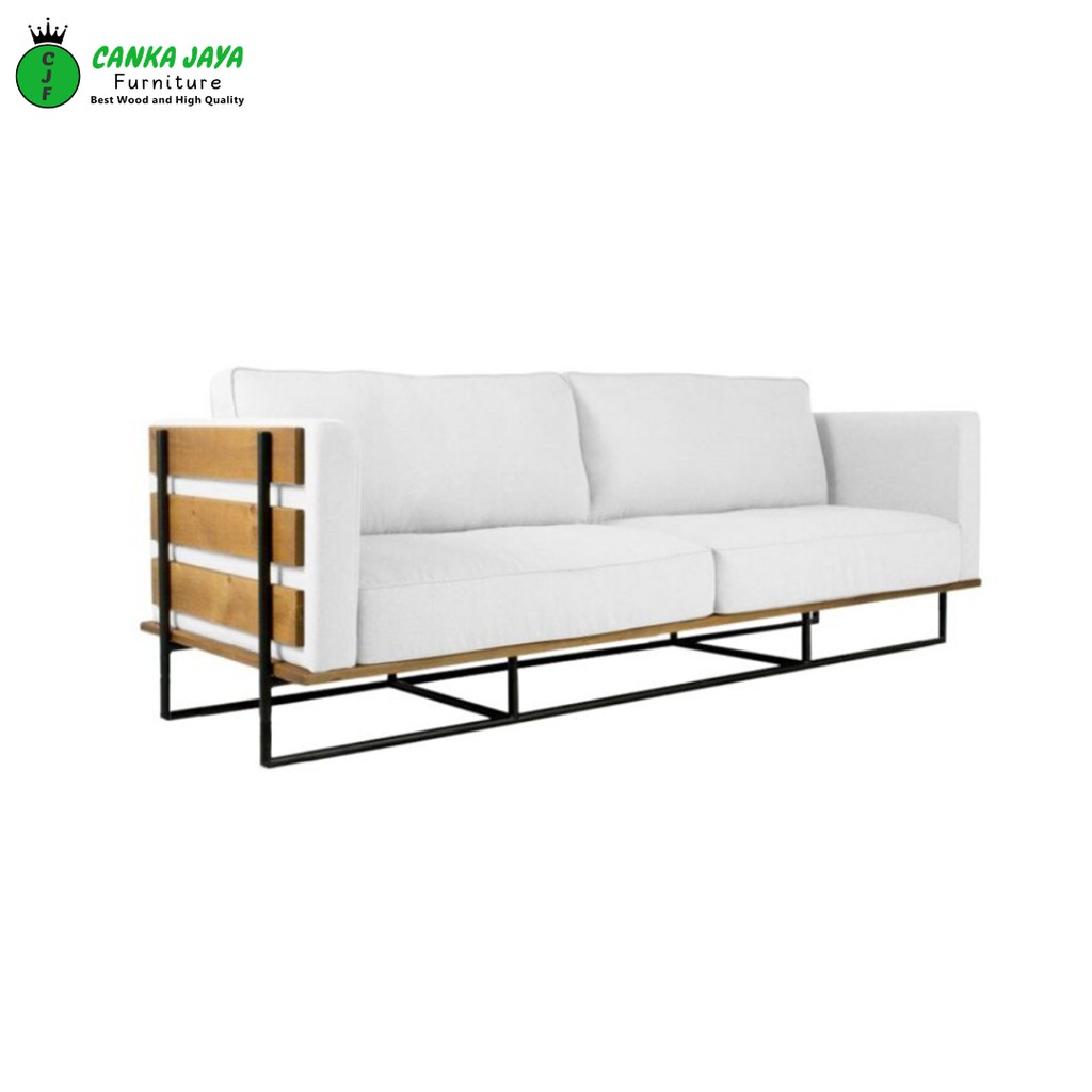 CANKA - Kursi Sofa Santai Minimalis Teras Murah dari Kayu Jati dan Besi - Chair