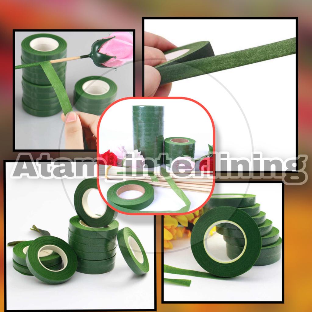 

1 Box Isi 12 Roll Floral Tape Lebar 1,2Cm Panjang 30 Yard Per Roll Hijau Selotip Bunga Solatip